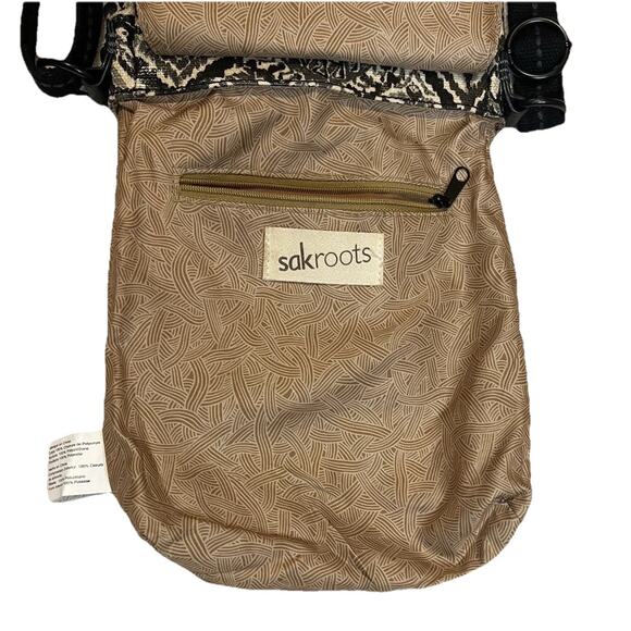 Sakroots Artist Circle Messenger Bag Black Cream Graphics Crossbody Small Flap - Picture 5 of 11